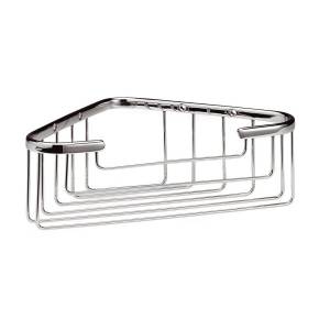 an Attractive And Useful Bathroom Accessory of a Large Corner Basket in a Chrome Finish.  This large