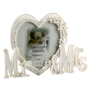 Unbranded Large Heart Mr and Mrs Photo Frame