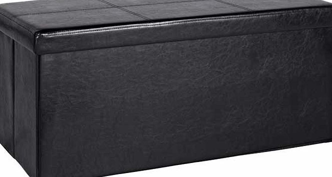 Unbranded Large Leather Effect Ottoman with Stitching