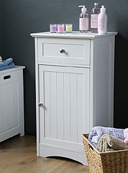 Large White Wood Storage Cabinet with Drawer
