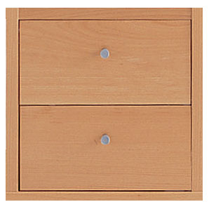 Cube-shaped, two drawer unit that slots into both