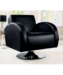 Lari Leather Swivel Chair - Black