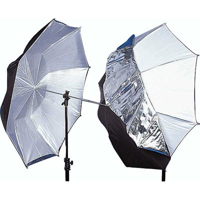 The Lastolite 100cm dual duty black/silver/white umbrella is a translucent white fabric backed with 