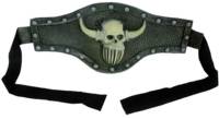 This lightweight latex belt, looks like it has been formed from metal and given a rivited boarder