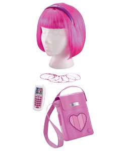 Mobile phone, bracelets, headband, magic purse and pink wig. The magic; purse plays songs and
