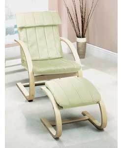 Leather Bentwood Chair and Footstool - Ivory