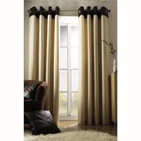 Leather Look Unlined Curtains Natural 117x229cm