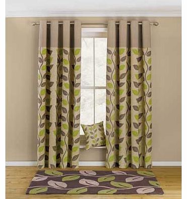 Unbranded Leaves Curtains - 168x183cm - Green