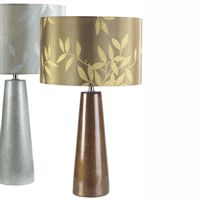 With tapered column ceramic base and an elegant leaf design, silk-effect shade. Takes a 60 watt