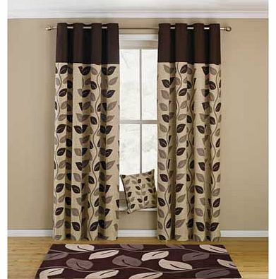 Finish off the look in your room with these Leaves curtains in a delicious chocolate colour made from sumptuous cotton. a perfect addition to your home. Made from 100% cotton. Unlined. Depth of header tape: 5 inches. Size 168cm (66 inches) wide by 22