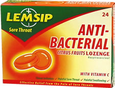 Lemsip Sore Throat Anti-Bacterial Citrus Fruits Lozenges 24x