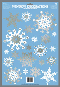 Let it Snow window decorations, pk 21 snowflakes