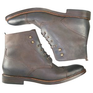 A modern ankle boot from Jones Bootmaker. Features rustic urban styling with curved double stiching,