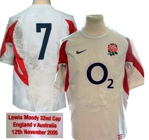 Unbranded Lewis Moody - England No. 7 match worn shirt v Aus 05