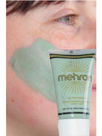 This pale green water-based make-up is applied with a damp sponge straight from the tube; 28ml. Drie