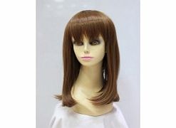 Cap Construction : Machine-made hair Color Shown : Light Brown Hair Texture : Long Hair Straight Occasion : Cosplay Daily Party Gender : Women Style : European Wigs Length (Inch) : 19 Fiber : Synthetic Bang : Yes