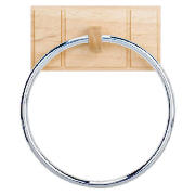This towel ring offers a contemporary accessory for your bathroom. It is wall-mounted with a natural