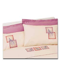 Lilac Fern Embroidered Double Duvet Cover Set