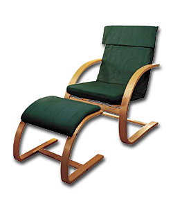 Lind Bentwood Green Chair & Footstool