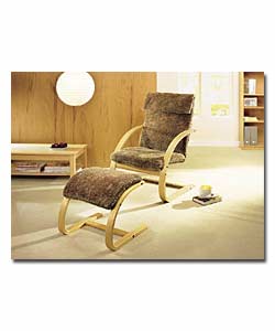 Lind Mink Lambswool Bentwood Chair and Footstool
