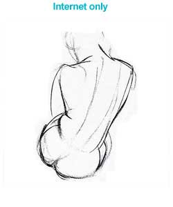A charcoal line drawing of a female back.Artist Info:Virginia works in graphite, coloured pencil and