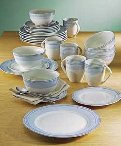 Linear 32 Piece Blue Porcelain Dinner Set