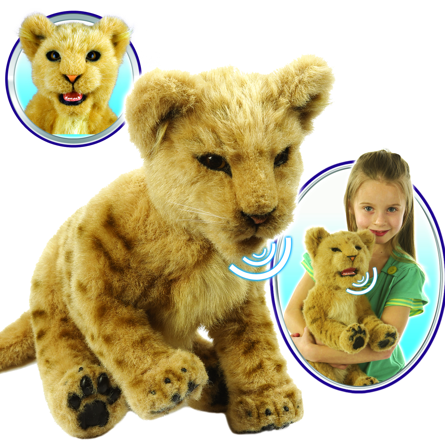 With realistic-looking fur, petting LION CUB is a true-to-life experience! It has blinking eyes, an 