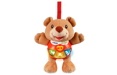Interactive learning teddy bear. Cuddly Alfie teaches emotions, numbers and counting.