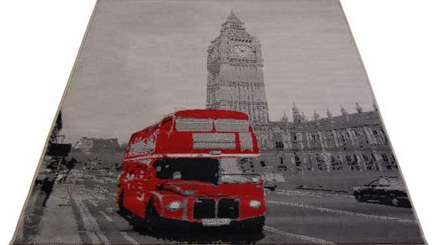 This fantastic rug incorporates a quirky. retro. London bus design. Extremely hardwearing. this rug is suitable for all areas of the home. 100% polypropylene. Non-slip backing. Clean with a sponge and warm soapy water. Size L160. W230cm. Weight 5.15k