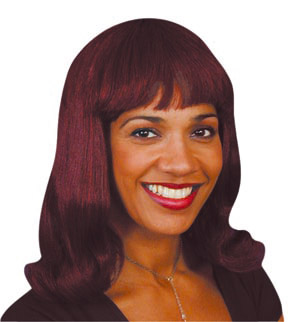 Unbranded Long burgundy wig with fringe