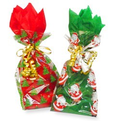 Loot bag - Xmas Tree pattern - cellophane with tie- bag of 20