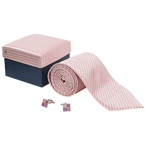 Love Tie and Cufflinks Gift Set- Pink