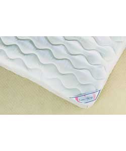A fire retardent mattress topper with a sumptuous triple layer providing extreme comfort and superio