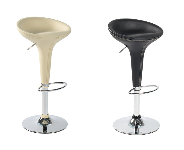 Unbranded Low Back Leather Bar Stool x 2 - Black and Cream Save andpound;10