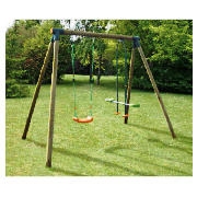 This Lucille wooden playset features both a see-saw and swing to entertain your child. The swing com