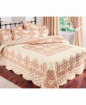 Lucinda Bedspread     Rose floral patchwork on ivory ground. 2 FREE pillowshams with each bedspread 