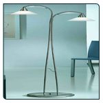 Italian satin nickel floor lamp with chrome highlights and alabaster effect glass
