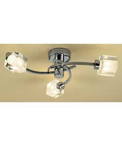 Unbranded Lupe 3 Light Ceiling Fitting with Cube Glass Shades