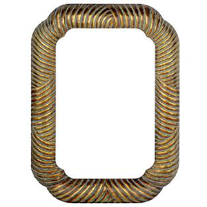 6 (152mm) rounded edge, gold ribbed design wall framed mirror. Dimensions: 24 x 36 / 61cm x 91cm