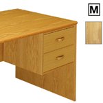 (M) Scandinavian Real Wood Veneer 2 Drawer Fixed Desk Pedestal-Oak