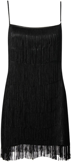 Strapy flapper style fringe dress with satin body.