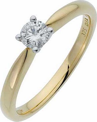 A simple delicate ring that will definitely bring a smile to your loved ones face. The beautiful 0.25ct solitaire is set in 18ct gold for a truly eye catching piece. Diamond set wedding ring. Width of ring 2.2mm. Available in sizes K. Diamond cut rou
