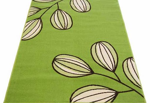 Fantastic flourishing leaf design rug. woven in a durable polypropylene pile. Suitable for all areas of the home. 100% polypropylene. Woven backing. Surface shampoo only. Size L110. W60cm.