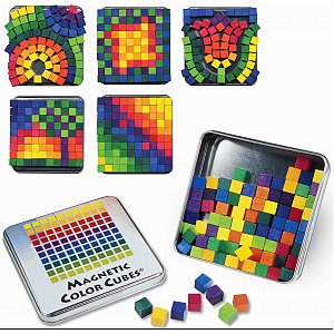 Magnetic mosaic! - A cute tin of 100 coloured wooden cubes that encourage design and mosaic pattern