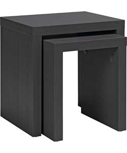 Unbranded Maine Nest of Tables - Chunky Black Wood Effect