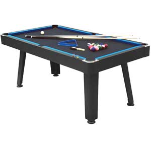 Majestic pool table. This smart and stylish pool table with black cloth and blue edge trim has