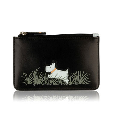 A useful flat zip pouch decorated with an active Radley playfully leaping through a field of hay. Th