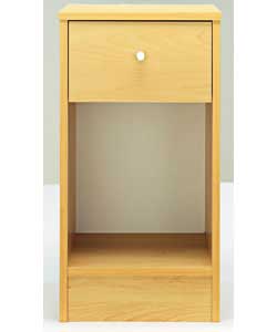 Size (H)60.6, (W)31.6, (D)24.6cm.Plinth based cabinet with 1 drawer.Silver effect handle.Fixings and
