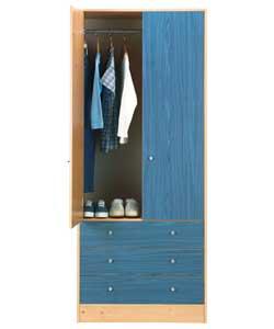 Malibu 2-Door 3-Drawer Wardrobe - Blue
