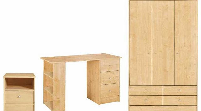 This popular and affordable range offers brilliant value. with plenty of storage. The package includes a three door. four drawer wardrobe a bedside chest and a desk. perfect for storing away all of your essentials. Part of the Malibu collection. Beds
